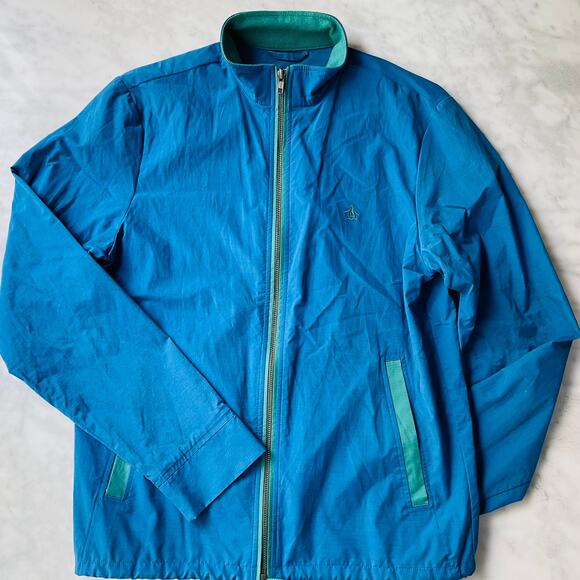 Penguin Ladies Windbreaker Blue Zip Jacket Small Rain Shell Travel Packable - Picture 1 of 8